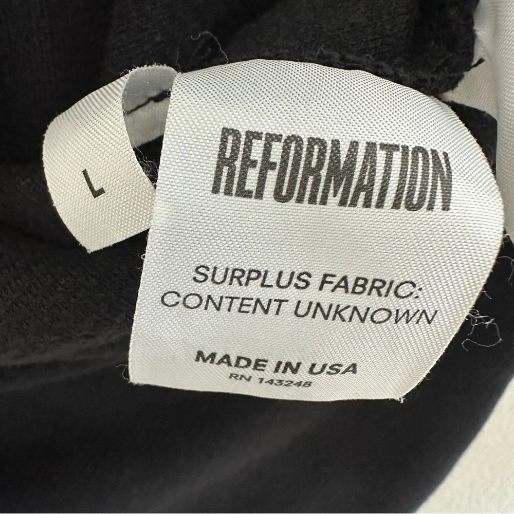 Reformation Ribbed Black‎ Long Sleeve Scoop Neck Sweater Top Size: L